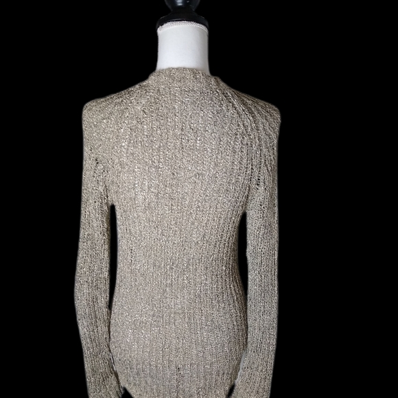 J Crew Gold Sparkle Cardigan Size M Christmas Party Casual EUC - Picture 3 of 6